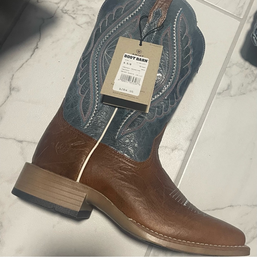 Ariat leather and blue cowboy western boots